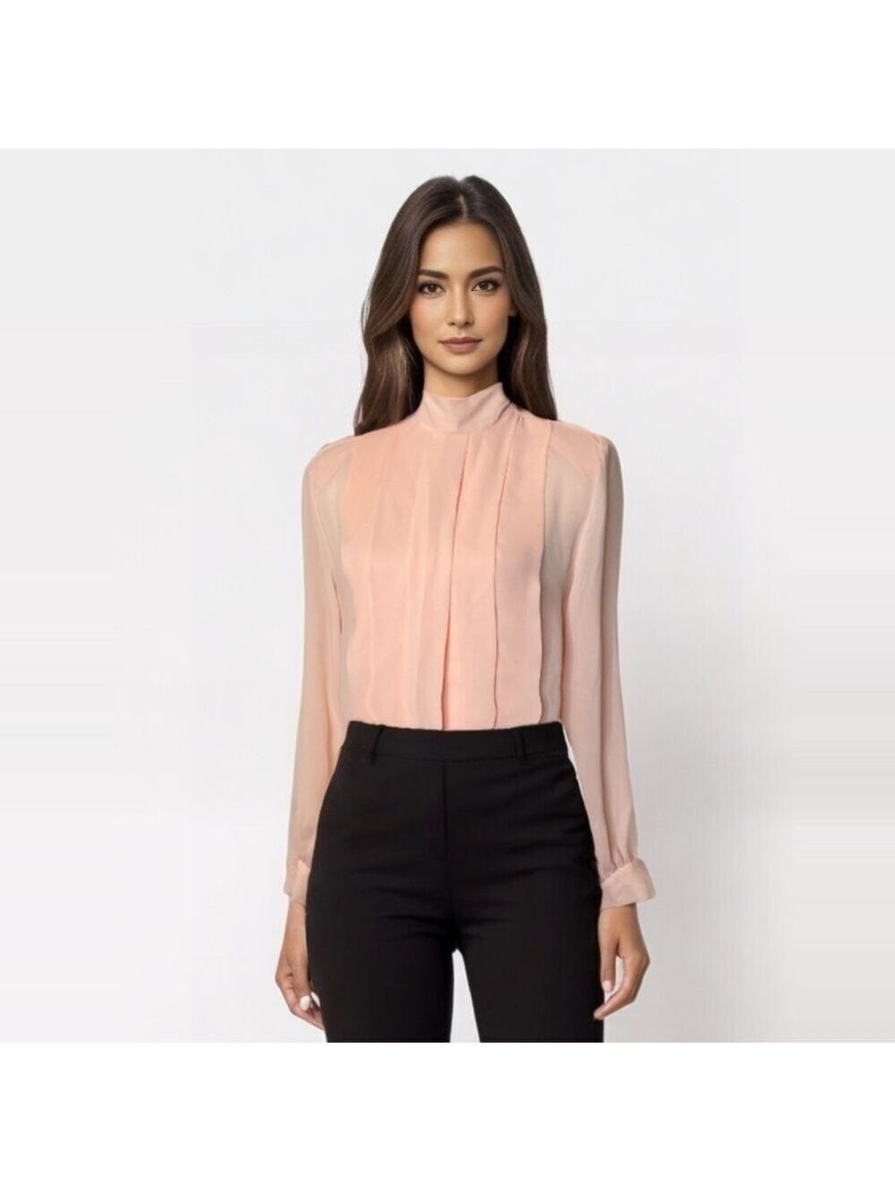 Vintage blouse Pleated peach Puff Ballon Sleeve